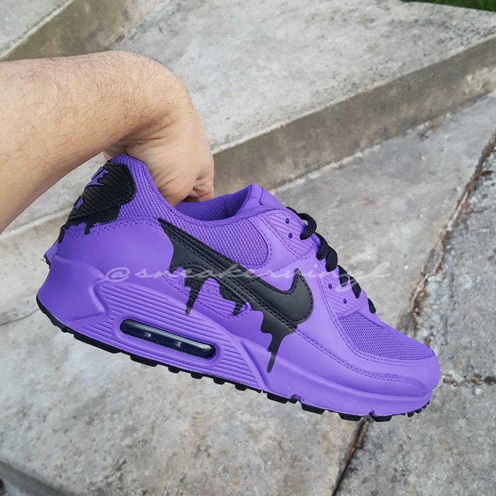 Nike Air Max 90 Purple GRAPE Black Drip Custom NWT - Picture 7 of 8